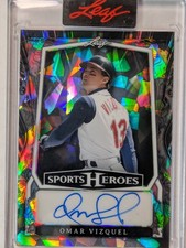 2025 Leaf Metal Sports Heroes #BA-OV1 Omar Vizquel Base Auto Crystal Silver