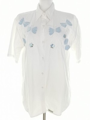 NATUR PARADISE Damen Geknöpfte Hemdbluse Gr. M Weiß Bio-Baumwolle 100% Kurzer