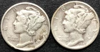 1943 D 1945-D MERCURY 10 CENT SILVER DIME LOT 2 pc