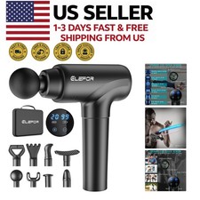 Deep Tissue Massage Gun Percussion Massager 20 Speeds 8 Heads Black