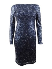 Calvin Klein Women's Long-Sleeve Sequin Sheath Dress (6, Twilight)