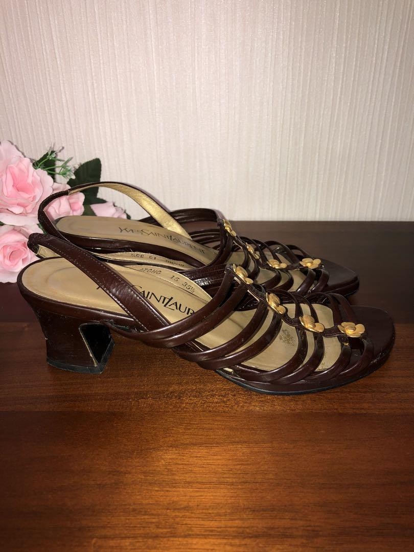 Yves Saint Laurent sandali con cinturino slingback donna 35 5 US5 5 pelle marrone