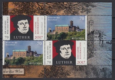 Germany Bund BRD 2017 ** Mi.3300+3310 (aus MH 107) Luther Wartburg [jg086]
