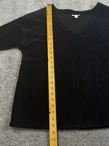 J. Jill Womens XL VNeck Shirt Corduroy Black Pullover - Picture 4 of 6
