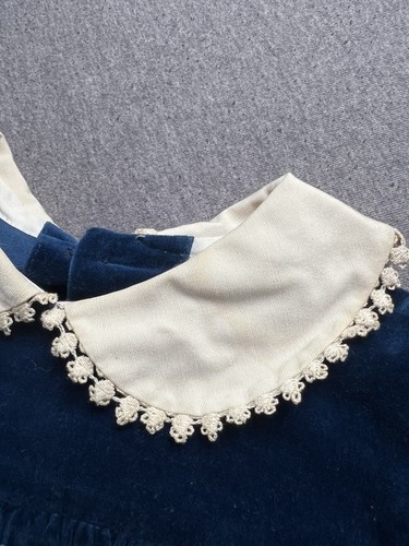 Polly Flinders Dress T4 Girl’s Blue Hand Smocked White Collar Vintage - Picture 3 of 16