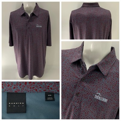 Dunning Golf Polo Shirt Men s 2XL Blue Red Floral The Rookery GC YGI W5-108