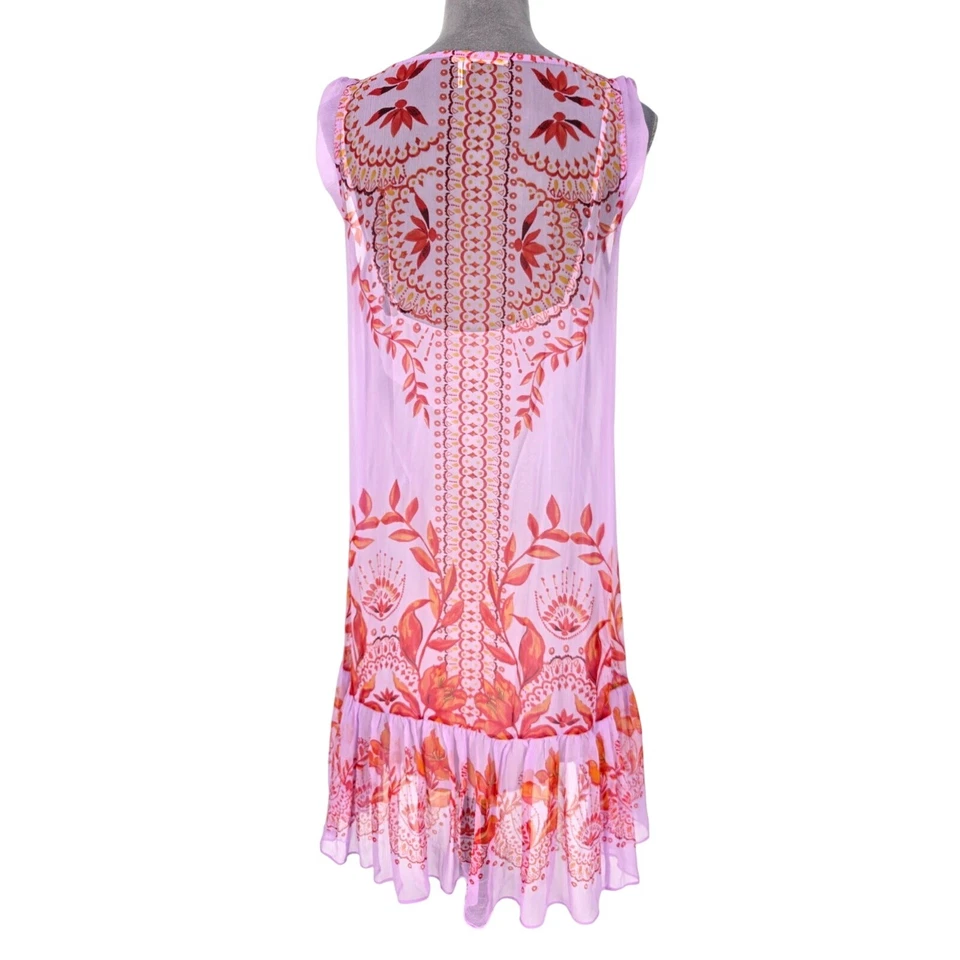 Vestido Floreat para mujer 8 lavanda seda volantes dobladillo camisola forro Anthropologie Foto 2 de 4