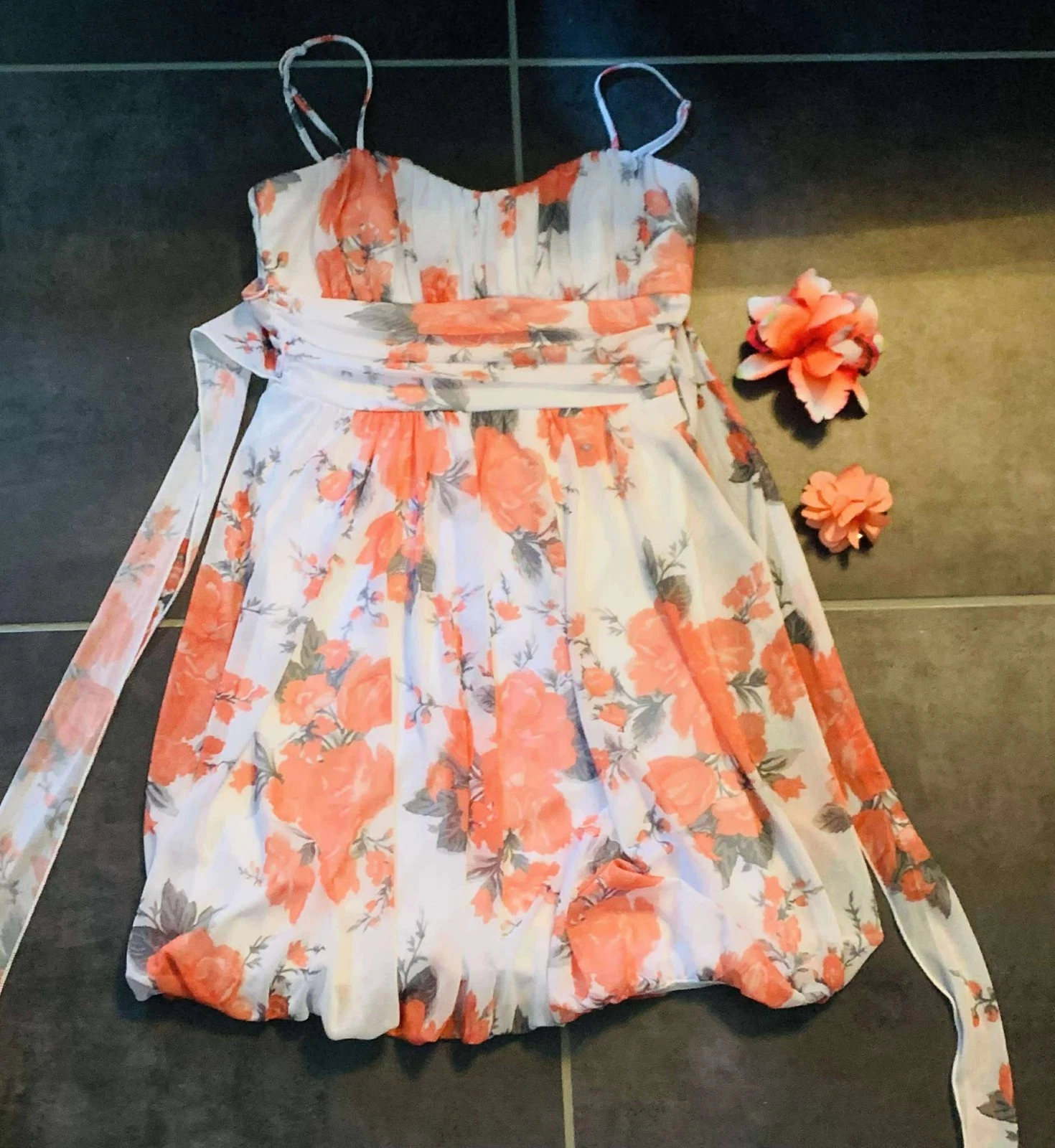 Pink & White Girls M Short Spring Dress