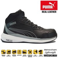 MENS PUMA LEATHER SAFETY COMPOSITE TOE CAP AIRPORT HIKING WORK ANKLE BOOTS SIZE