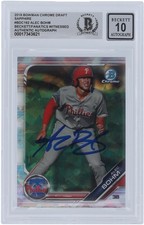 Alec Bohm Phillies Signed 2019 Bowman Chrome Draft Sapphire #BDC-162 BAS 10 Card