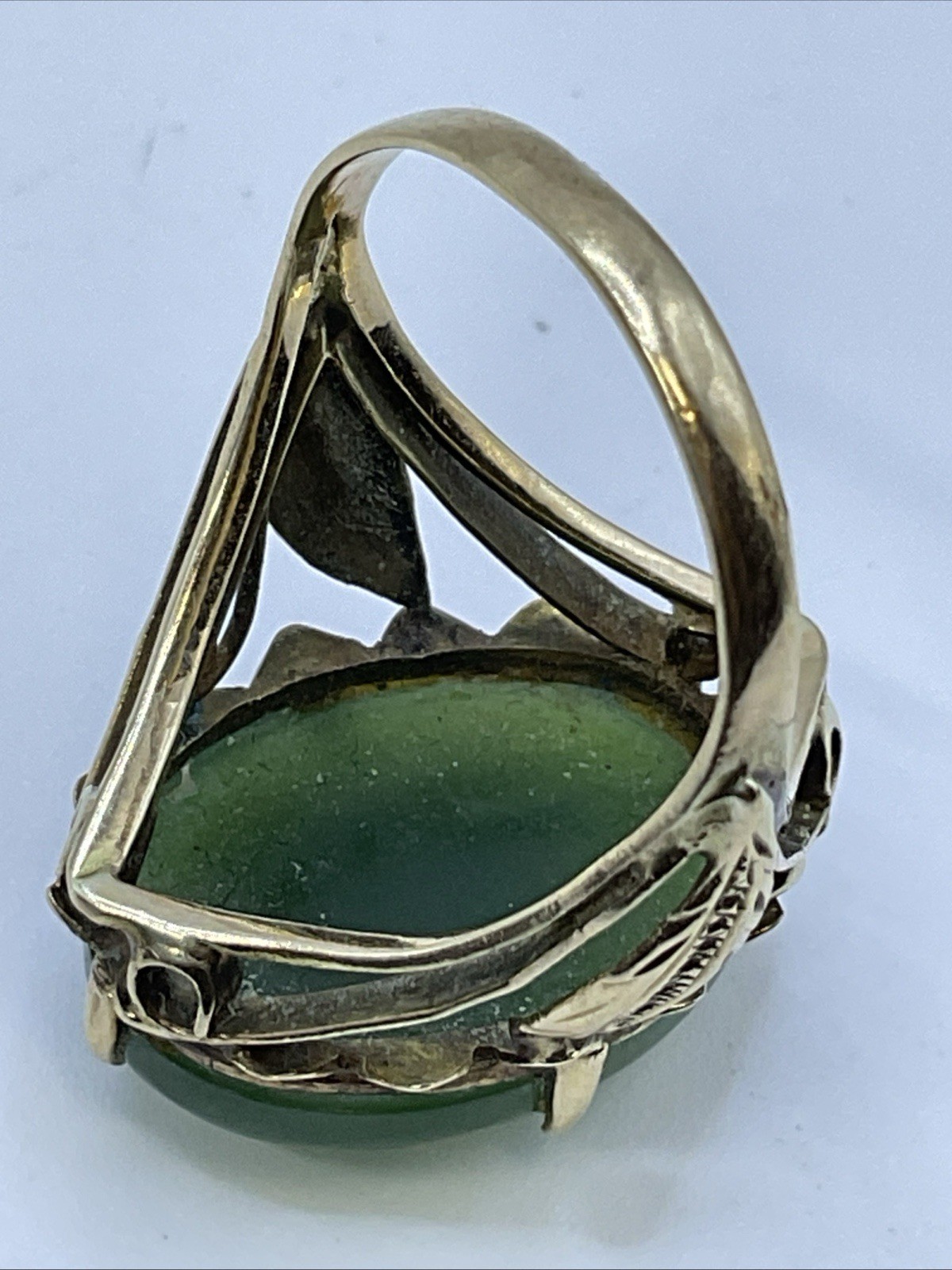 ANTIQUE HANDMADE Solid 12K Yellow Gold Green Jade… - image 13