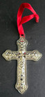 VINTAGE REGENT SQUARE SILVER TONE CROSS CHRISTMAS ORNAMENT 3 1/2" — photo 1