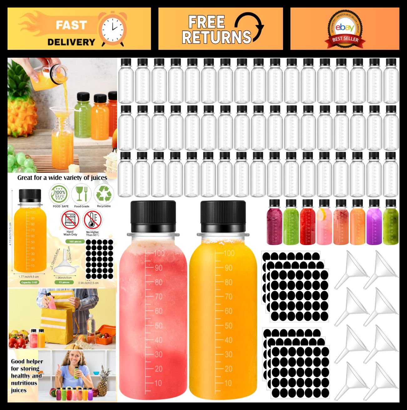 With Caps & Labels, Mini Jars, Funnels