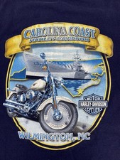 Harley Davidson Mens Shirt XL USS North Carolina Coast Navy Blue Short Sleeve