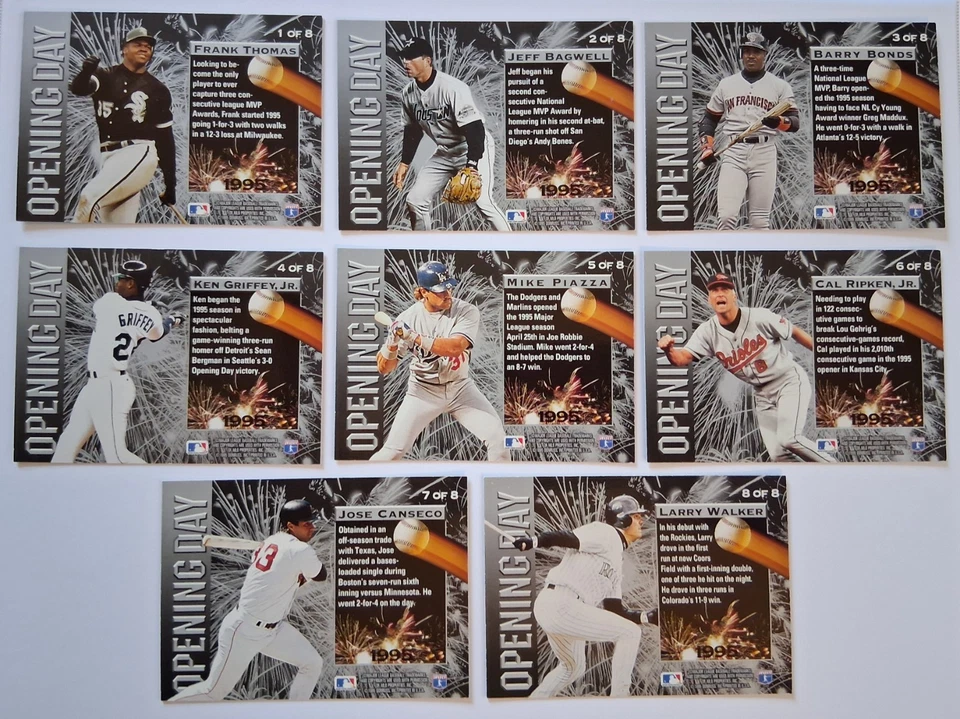 Lote de tarjetas 1995 Donruss Ken Griffey Jr, Barry Bonds, Frank Thomas (8) precio como TODO Foto 2 de 2