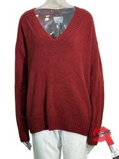 Reformation Jadey Sweater Womens Large Chianti Red Cashmere Oversized Vneck
