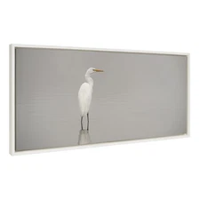 Sylvie Great White Egret Framed Canvas Wall Art by Crystal Lynn Collins; 18x4...