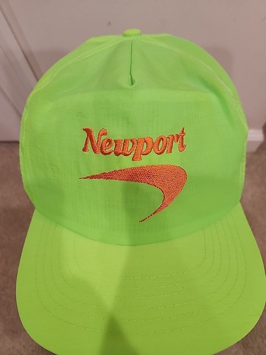 Vintage Newport Cigarette Logo Neon Green Nylon Snapback Cap Hat