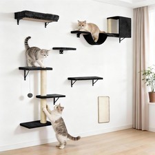 Cat Wall Shelves, Stable  Safe 6 in 1 Cat Furniture Set Black, for... Fast Ship