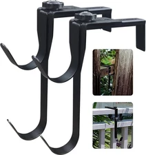 2PCS Adjustable Pool Pole Hangers, Metal Fence Hooks Pool Tool Holder for Tel...
