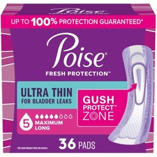 Poise Ultra Thin Incontinence  Postpartum Pads for Bladder Long, White