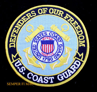 US COAST GUARD DEFENDERS OF OUR FREEDOM XL PATCH USCG LOGO SEMPER PARATUS WOW