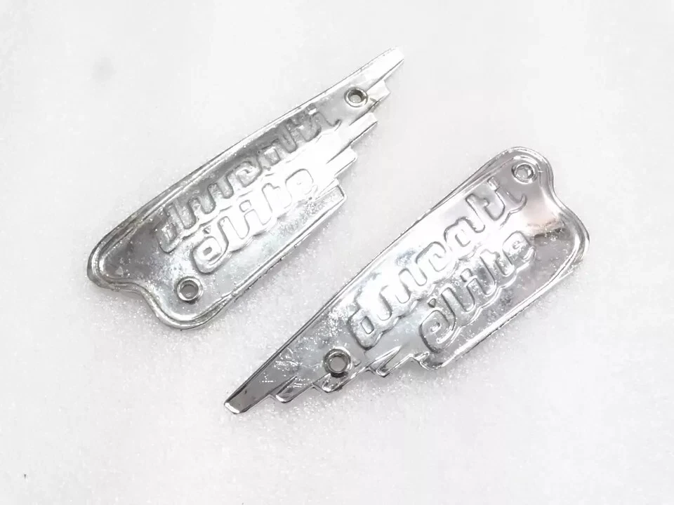 Par de emblemas de tanque de combustible de gasolina Ducati Elite 200cc 1959-1965 cromado | apto para Foto 2 de 4