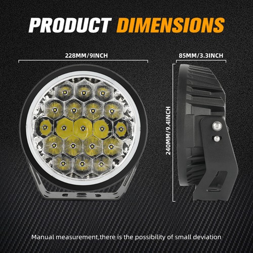 Pair 9inch Round LED Spot Flood Work Driving Lights DRL Fog Lamp 4x4 SUV Offroad - Picture 8 of 16