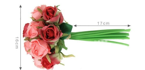 12 Head Artificial Silk Rose Bridal Bouquet Party Home Wedding Decor Cozy Winter - Picture 5 of 26