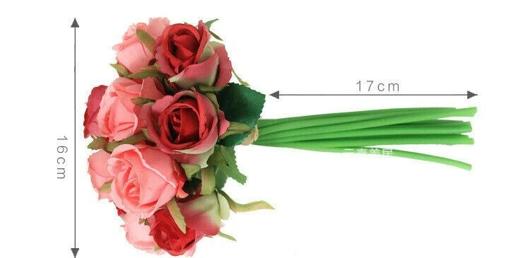 EE. UU. 12 cabezas rosa seda flores flores boda ramo hogar fiesta decoración Foto 3 de 4