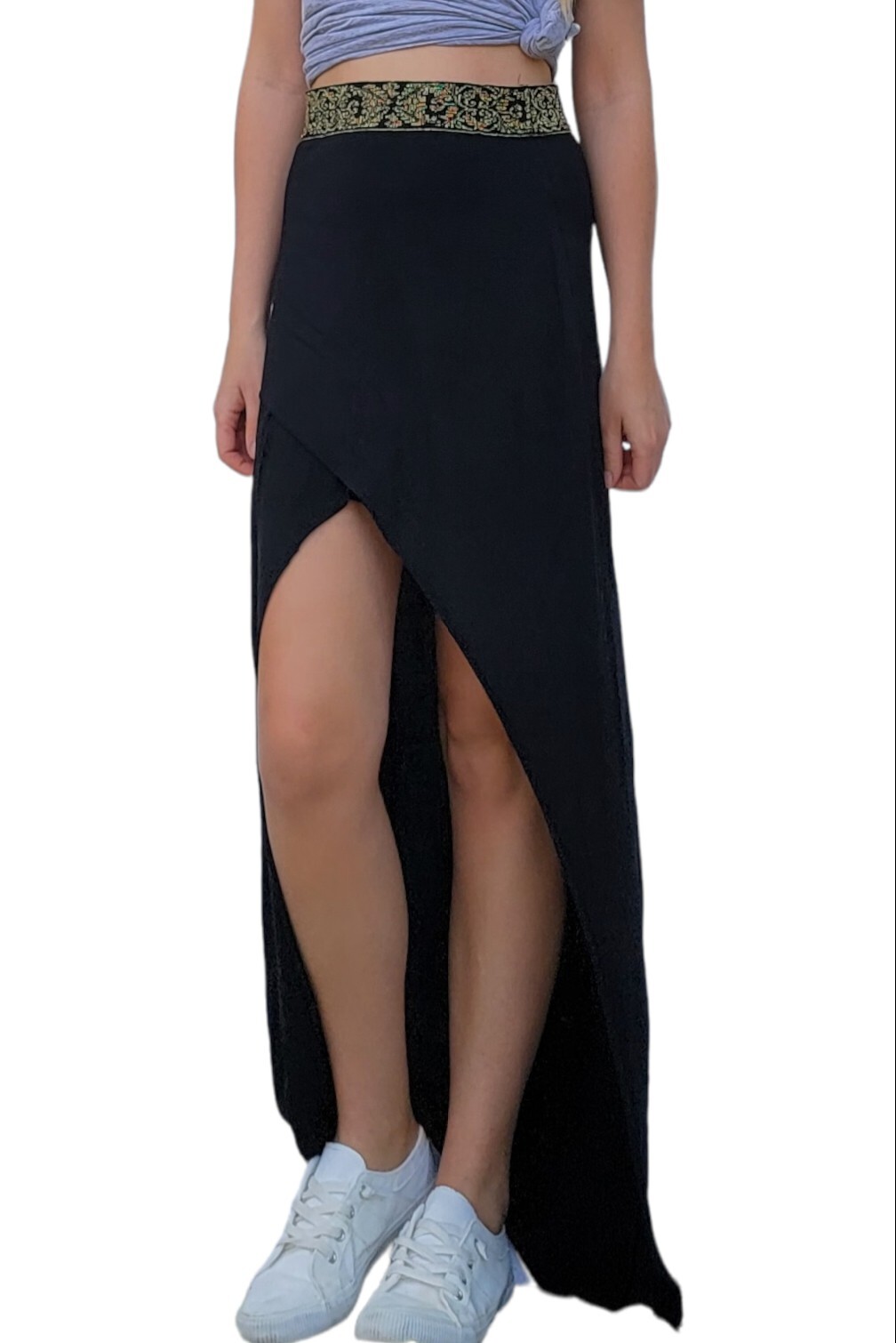 Mustard Seed Hi-Low Black Maxi Skirt