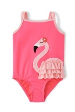 NWT Gymboree GIRLS 12 One Piece Pink Flamingo Ruffle Swimsuit Splish Splash