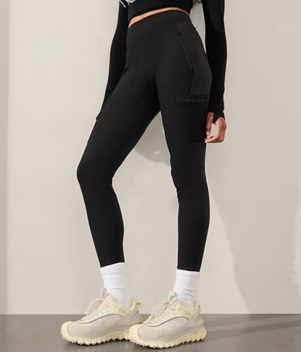 NUEVO PANTALÓN LEGGINGS CARGO TIRO ALTO HÍBRIDO HEADLANDS NEGRO ATLETA TALLA 2