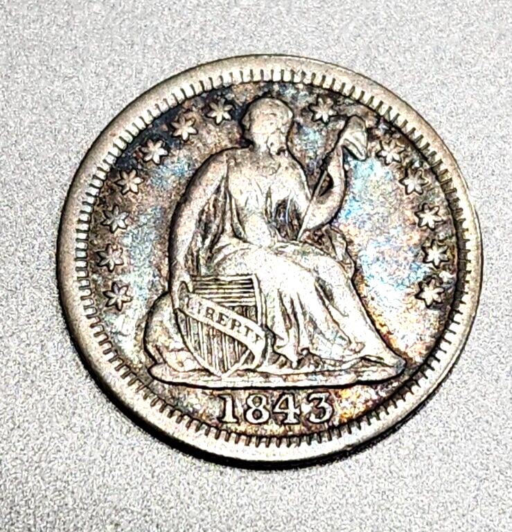 1843 Seated Half Dime - Shattered Die Reverse - High Grade - Nice