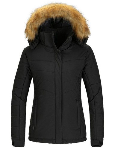 Wantdo Women's Warm Winter Coat Waterproof Ski Jacket Rain Coat with Fur Hood - Picture 3 of 28