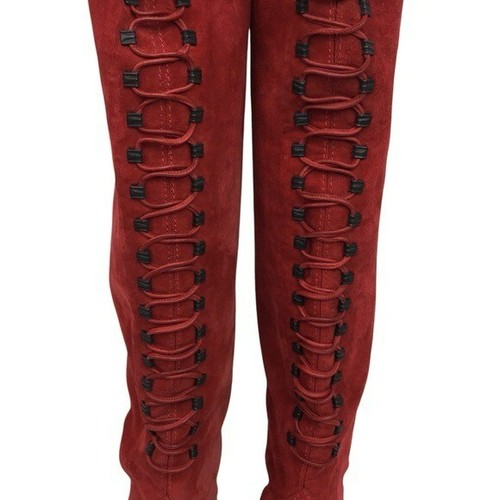 Andrea Pfister Botas de Gamuza Cuero Tacón Hasta la Rodilla para Mujer 8.5 Rojo - Imagen 3 de 13