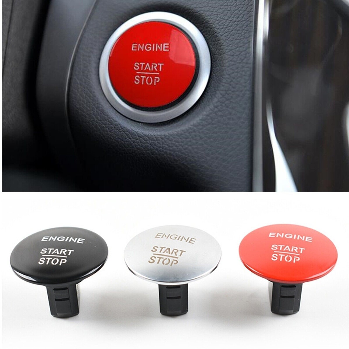 Sleek Red Alloy Engine Start/Stop Button Cover Trim For Mercedes-Benz – Easy Install, Dash-Mounted