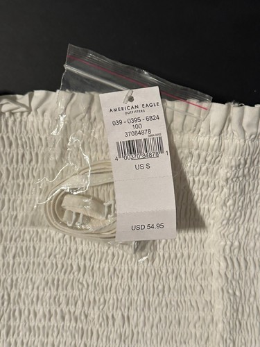 NEW American Eagle Smocked High-Waist Skirt – White, Size S - Picture 2 of 2