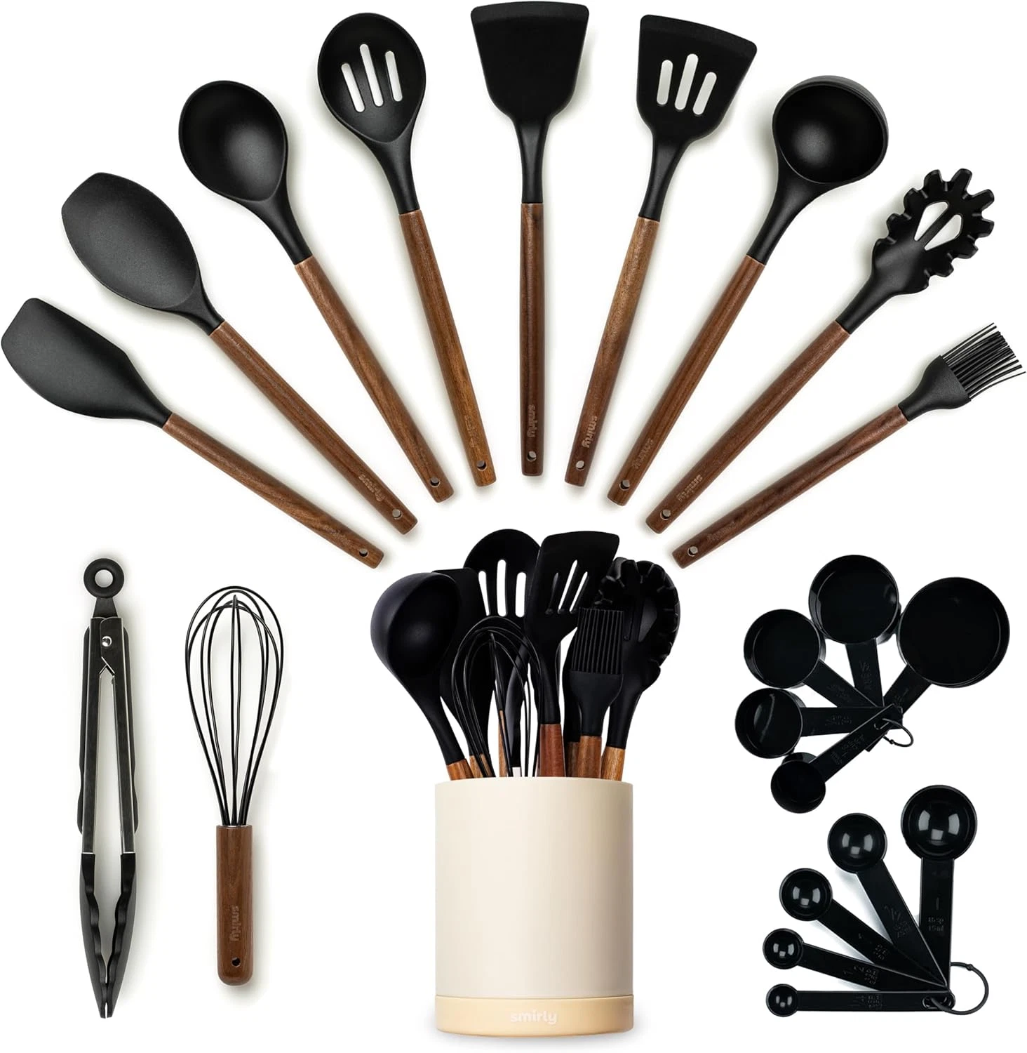 Silicone Kitchen Utensils Set & Holder: Cooking Utensils Set - Kitchen Essential