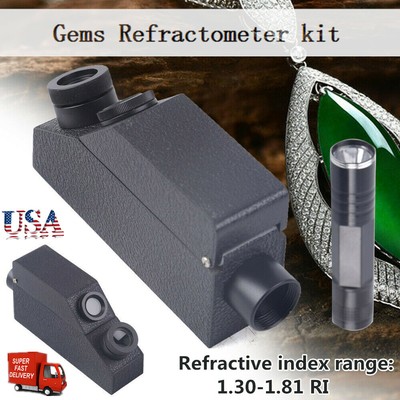 Gemological Gemstone Gem Refractometer Built-in Light Gem Refractometer Machine Gemstone Refractive Index Measuring Tool 1.30-1.81 RI