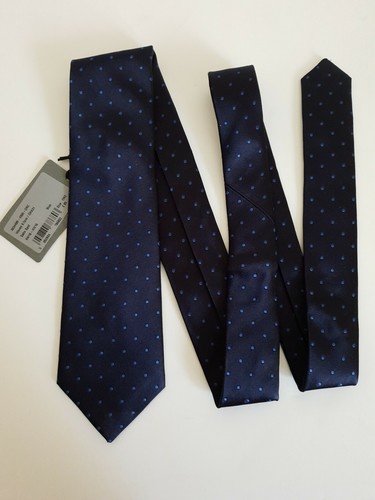 GIEVES & HAWKES No1 Savile Row London Navy Satin Spot Pure Silk Tie - Picture 3 of 8