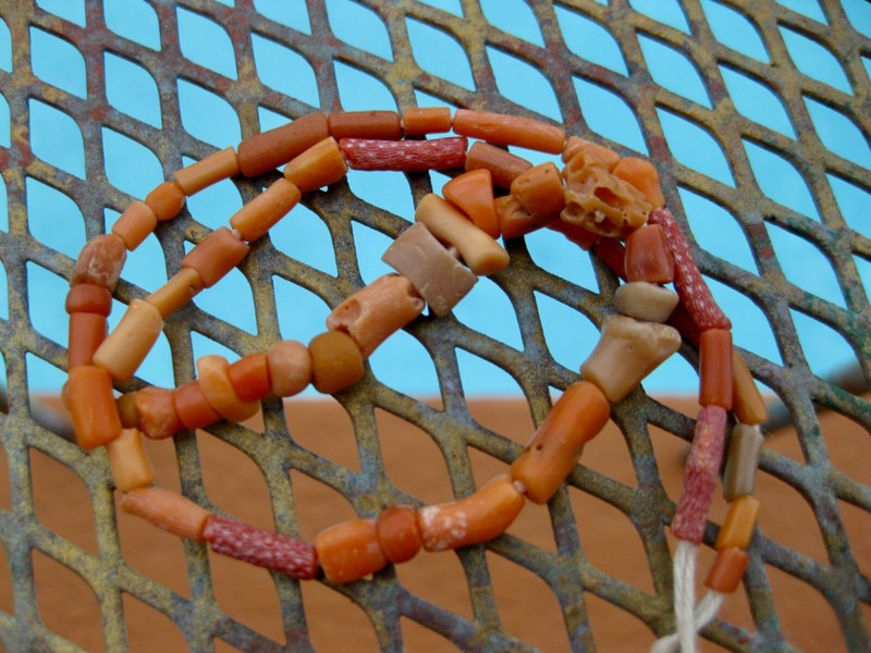 Ancient Coral Beads Greco Bactrian Greek 300 BC  100% Natural Strand