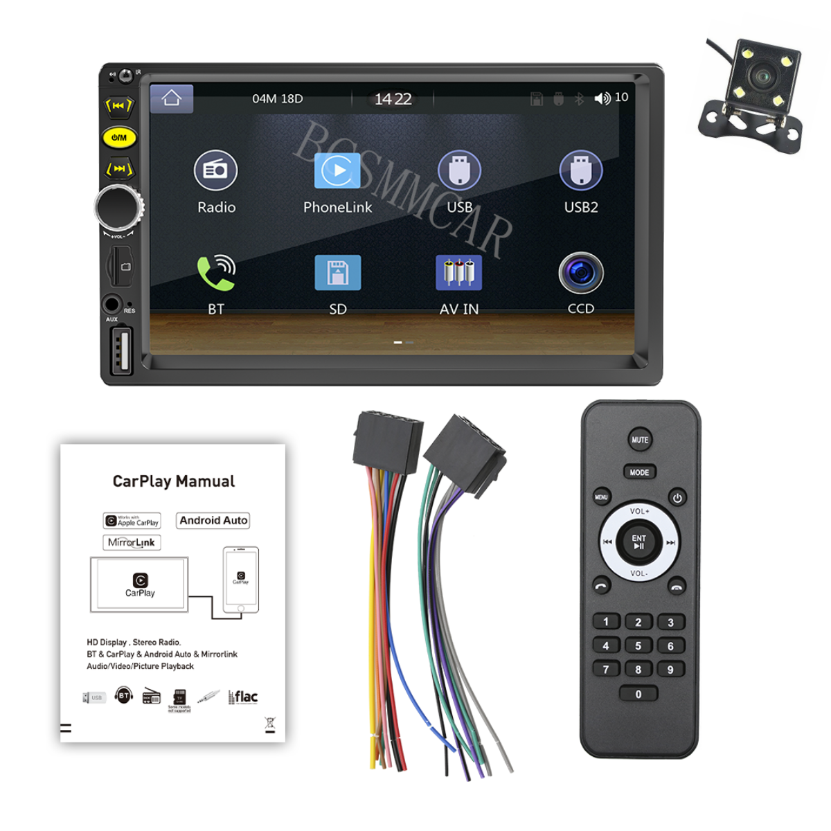 7in Touch Screen Car Stereo Radio Player For Apple Carplay Android Auto USB AUX