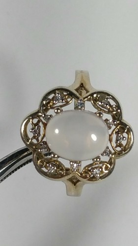 sz 7.5 SAI KRISHNA 925 STERLING SILVER CLEAR CZ QUARTZ STONE GOLD WASH RING - Picture 5 of 9