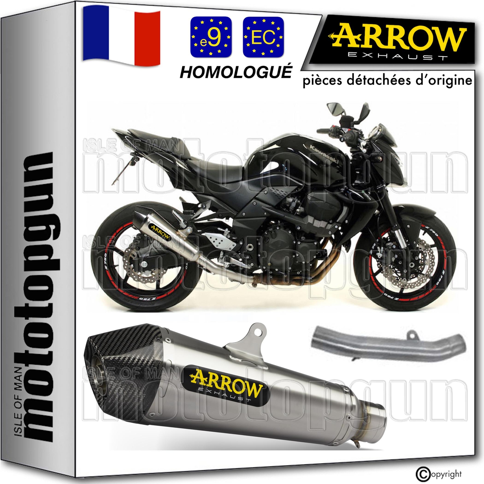 Pot echappement Arrow X-Kone pour remplacer origine Kawasaki Z750 R 2011