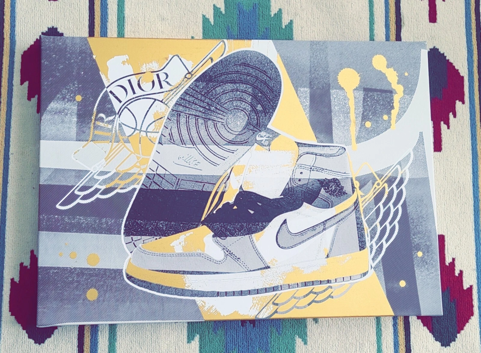 Baskets en toile Nike Air Jordan 1 Dior écran mural art 20x28 ?