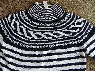 Pull Talbots Bleu Marine/ivoire En Coton/acrylique Taille XL - Neuf Avec étiquettes