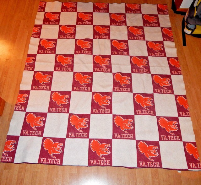 Virginia Tech Vt Hokies Fighting Gobblers Rare Oversize Stadium Blanket 85x71 C9 Ebay