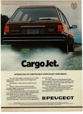 1986 PEUGEOT 505 Turbo red station wagon Vintage Print Ad