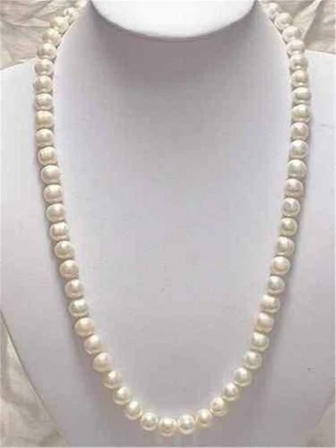 Authentic natural 7-8mm white freshwater cultured pearl necklace 16-28" - Bild 4 von 13